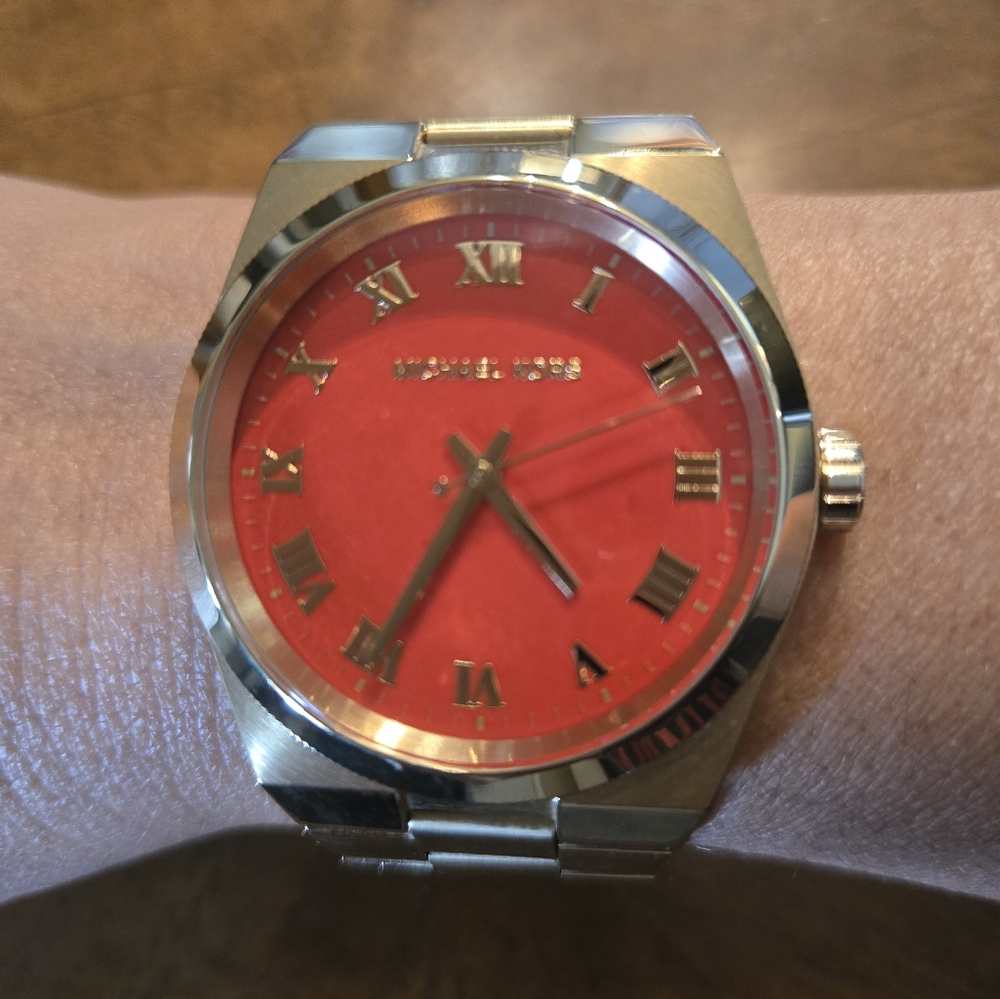 Michael Kors Gold and Peachy/Salmon Face Women's Watch